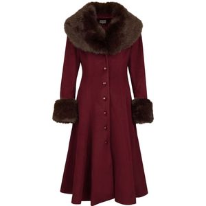 Banned Retro - Martha Fake Fur Coat - Lange Jas - Rood/Bruin