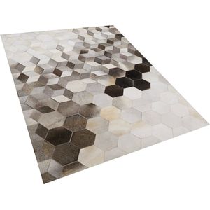 SASON - Patchwork vloerkleed - Beige - 160 x 230 cm - Koeienhuid leer