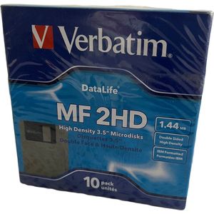Verbatim MF-2HD 144 mb 3.5"" DataLife High Density Diskettes 10 Pack.