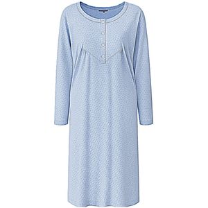 Cocodream - Klassiek nachthemd dames - Lange mouw - Blauw - Lang model - Maat XXL