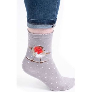 Wrendale kerstsokken - 'Jolly Robin' Robin Socks - Sokken Kerst - Roodborstje