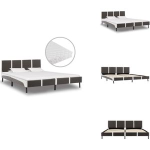 vidaXL Bed - Bedden - Tweepersoonsbed - Tweepersoonsbedden - Bed met matras grijs en wit kunstleer 180x200 cm