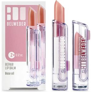 Belweder - 2 Transparante Herstellende Lippenbalsem / Lipstick - Damascus Rozenolie - 2 Stuks in 1 doosje verpakt