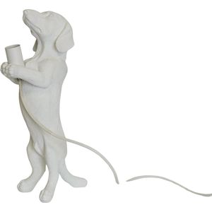 Housevitamin Teckel Lamp - Polyresin - 10x15x38cm - Wit
