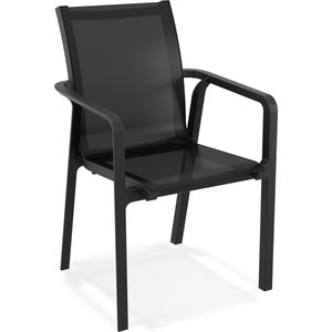 Alterego Chaise de jardin avec accoudoirs 'CINDY' en matière plastique noire empilable