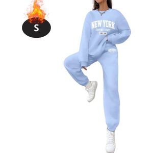 Nivard Joggingpak - Huispak - Volwassenen - Trainingspak - Comfortabel - Joggingsbroek - Tracksuit - Dames - Winter - Lichtblauw - S