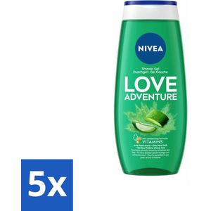 5 x NIVEA Douchegel Love Nature 250 ml - Aloë Vera Douchegel - Waterlelie Douchegel - PH-huidneutraal - Dermatologisch Getest - Duurzame Douchegel