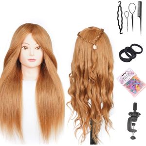 Trainingskoppen voor Haarstyling - Mannequin Hoofd met Synthetisch Haar voor Cosmetologie en Oefendoeleinden