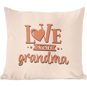 Sierkussen - Moederdag Cadeau Love You Grandma - Multicolor - 50 Cm X 50 Cm