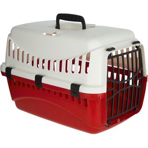 Transportbox Expedion van kunststof - geschikt voor huisdieren - 45 x 30 x 30 cm - crème/bordeaux Reismand Kat