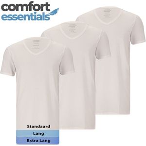 Comfort Essentials - T Shirts Heren - Extra Lang - Wit M - 3 Pack -V Hals - Ondershirt Heren