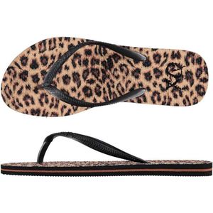 Xq Footwear Teenslippers Panter Dames Polyester Beige/zwart Mt 38