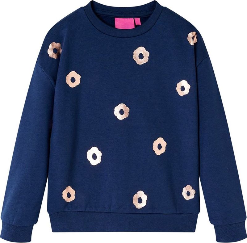 Kindertrui - 116 - Trui - Marineblauw - Lange Mouwen, Losse Pasvorm, Geribbelde Randen