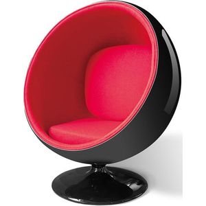 OHNO Furniture Bolton Lounge Stoel - Bal stoel, Moderne Stoel, Sierstoel, Glasvezel, Zwart, Rood