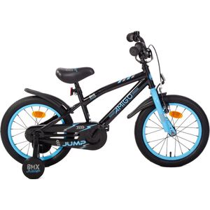 AMIGO BMX Jump Jongensfiets 16 Inch - Kinderfiets voor 4 tot 6 Jaar - 100-115 cm - Met Zijwieltjes - Zwart/Blauw