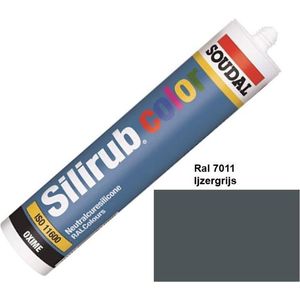 Soudal Silirub Color - Siliconekit - Montagekit - ook voor sanitaire - koker 310 ml - RAL 7011 ijzergrijs