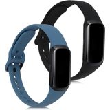 kwmobile 2x armband geschikt voor Samsung Galaxy Fit (SM-R370) - Bandjes voor fitnesstracker in antraciet / zwart