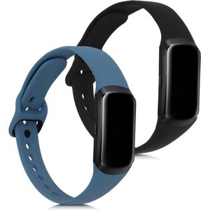 kwmobile 2x armband geschikt voor Samsung Galaxy Fit (SM-R370) - Bandjes voor fitnesstracker in antraciet / zwart