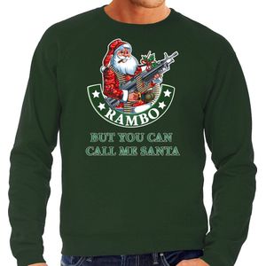 Grote maten Foute Kerstsweater / Kerst trui Rambo but you can call me Santa groen voor heren - Kerstkleding / Christmas outfit XXXL