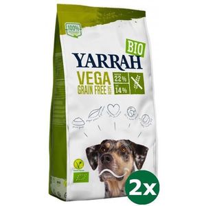 2x10 kg Yarrah dog biologische brokken vega ultra sensitive tarwevrij hondenvoer