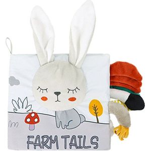 Knisperboekje Farm Tails - Baby Boekje - Activiteitenboekje Stof - Boerderij Dieren met Staarten