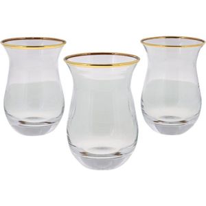 Thee glazen - GOLDEN EDITION - 3 stuks - Glazen - Design glazen - Turkse thee glazen - Organische vorm - NIEUWE UITGAVEN - BESTSELLER