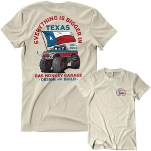 Gas Monkey Garage Everything Is Bigger In Texas T-Shirt GMG-1-GMG101-H94-14 Khaki-S