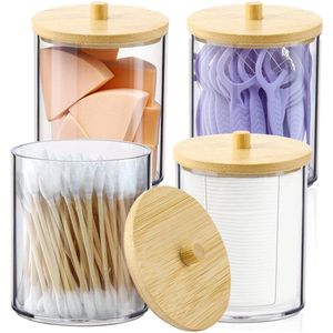 Unyqoos ® Transparante Acryl Opbergset voor Wattenstaafjes en Wattenschijfjes - 4-Delige Organiser voor Cosmetica en Meer