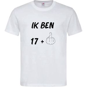 T-shirt Unisex Volwassenen Grappig Tekst ""Ik ben 17+1"" Op Voorkant | korte mouw | Wit/zwart | maat XXL