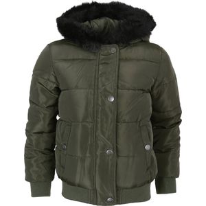 Warm, kakikleurig gewatteerd bomberjack