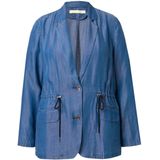 MIAMODA - Dames - Blazer A-lijn lyocell trekkoord in de taille - Blauw denim - Maat 42