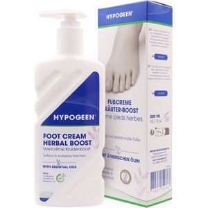 Hypogeen Voetcrème Kruidenboost – Hydraterende Voetencrème Voor Droge Voeten – Verkoelende Vermoeide Voeten Crème – Met Ureum, Menthol, Lavendel & Eucalyptus – 300 ml Pompflacon