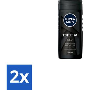 NIVEA MEN - Douchegel - Deep Clean - 250 ml - Voordeelverpakking - 2 stuks
