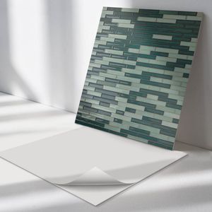 Wallfluent Vinyl Wandpaneel - Rechthoekige tegelmozaïek Wandpaneel PVC - 50 cm x 50 cm - Turkoois Vinyl Wandpaneel - 4 stuks - Vierkant Wandbekleding Vinyl - Texturen Wandpaneel - Zelfklevend Wandpaneel - Wandpaneel Keuken en Badkamer