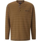 LUIMONO - Shirt met Lange Mouwen - Bruin - Henley-hals