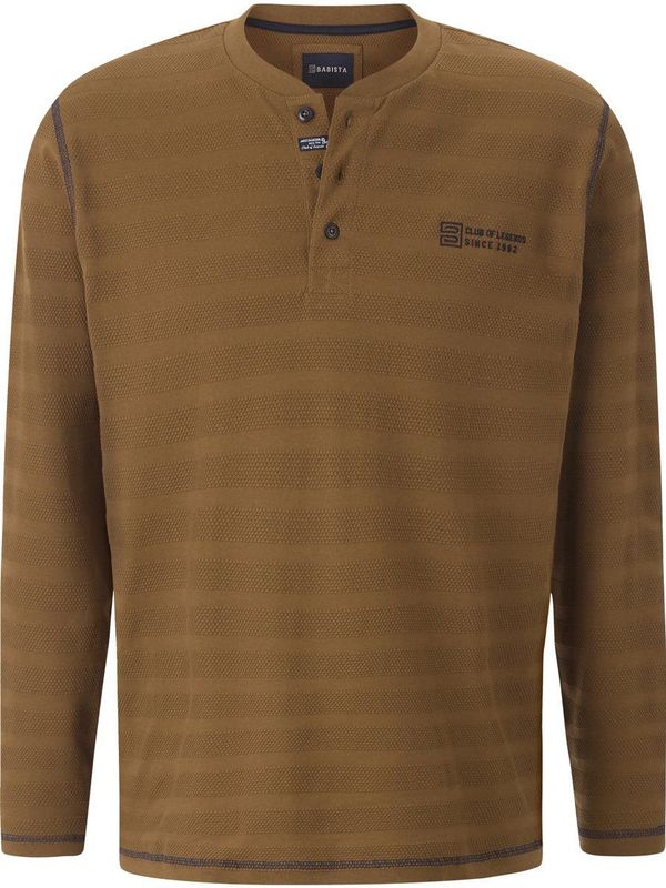 LUIMONO - Shirt met Lange Mouwen - Bruin - Henley-hals