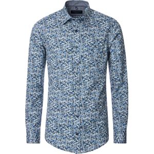 CASA MODA - Sport Comfort Fit Overhemd - Blauw Dessin - Strijkvriendelijk