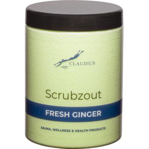 Scrubzout Fresh Ginger in handige pot - 1250 gram - met zwarte deksel - Hydraterende Lichaamsscrub
