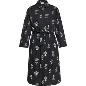 usha - Midi Jurk - Katoen - Met Bloem Borduursel - Met Ceintuur