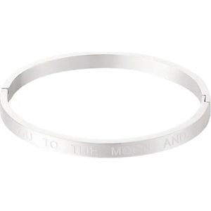 BY-ST6 Armband Bangle Armband met tekst ""Love you to the moon and back"" kleur Zilver