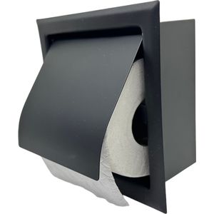 Maison DAM - Inbouw Toiletrolhouder mat zwart - RVS mat zwart gepoedercoat - hoge kwaliteit - wc rolhouder - industriële style