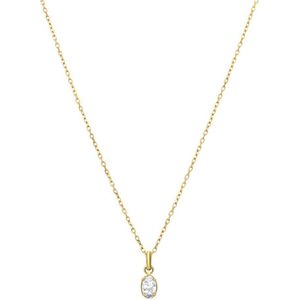 Lucardi Dames Stalen goldplated ketting met zirkonia - Ketting - Staal - Goudkleurig - 47 cm