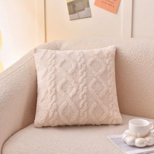 Zachte pluche vierkante sierkussenhoes - 2-pack - Jacquard geometrische kussenhoes - Sofa woonkamer rugleuning kussensloop - Nachtkastje vierkante kussensloop - Korte pool decoratieve kussenhoes - Voor bed, bank en woonkamer - 50x50cm