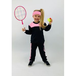 Gami Joggingpak met roze zijstreep 80 Zwart/roze