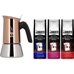 Bialetti Venus Copper Percolator 6 kops + Bialetti koffiepakket 3 x 250gr