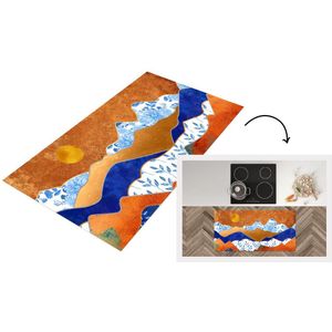 Keukenloper - Goud - Delfts Blauw - Bergen - 120x60 cm - Vinyl