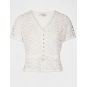 T-shirt met korte Mouwen en Kant 231-Date ivoor