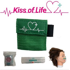 Reanimatiemasker | Kiss of Life | Reanimeren | Beademingshulpmiddel | Sleutelhanger zonder ring | Groen