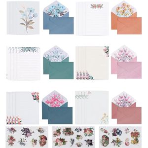 Bloemen schrijfwaren set - 24 stuks - inclusief stickers - hoogwaardig papier