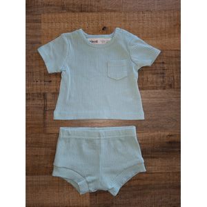 Minoti - rib setje - mint - summer set - newborn - maat 50